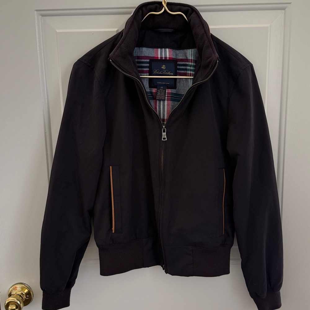 Brooks Brothers Navy Blue Racer Utility Jacket Stowaway Hood - Golf - Size XS - Picture 13 of 13